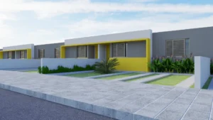 projeto casa 2 dormitórios em condomínio amarelo