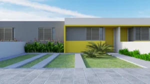 projeto casa 2 dormitórios em condomínio amarelo